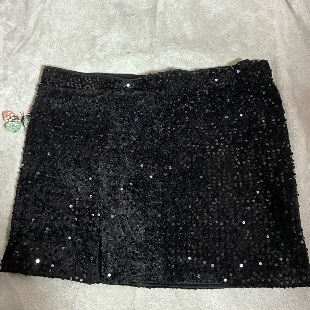 SHEIN Black Sequin Pencil Skirt
